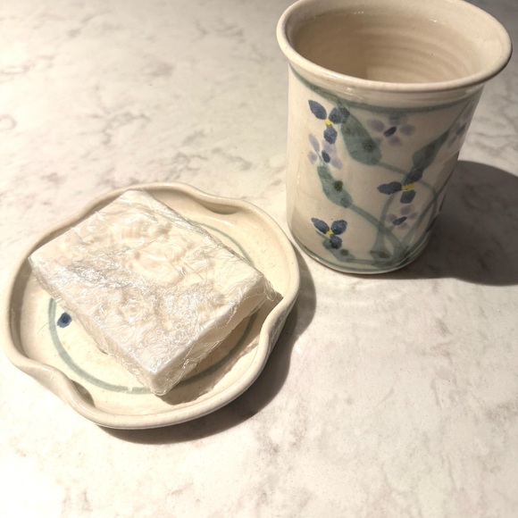 Hand Crafted Blue and Green Ceramic Set - Picture 2 of 12